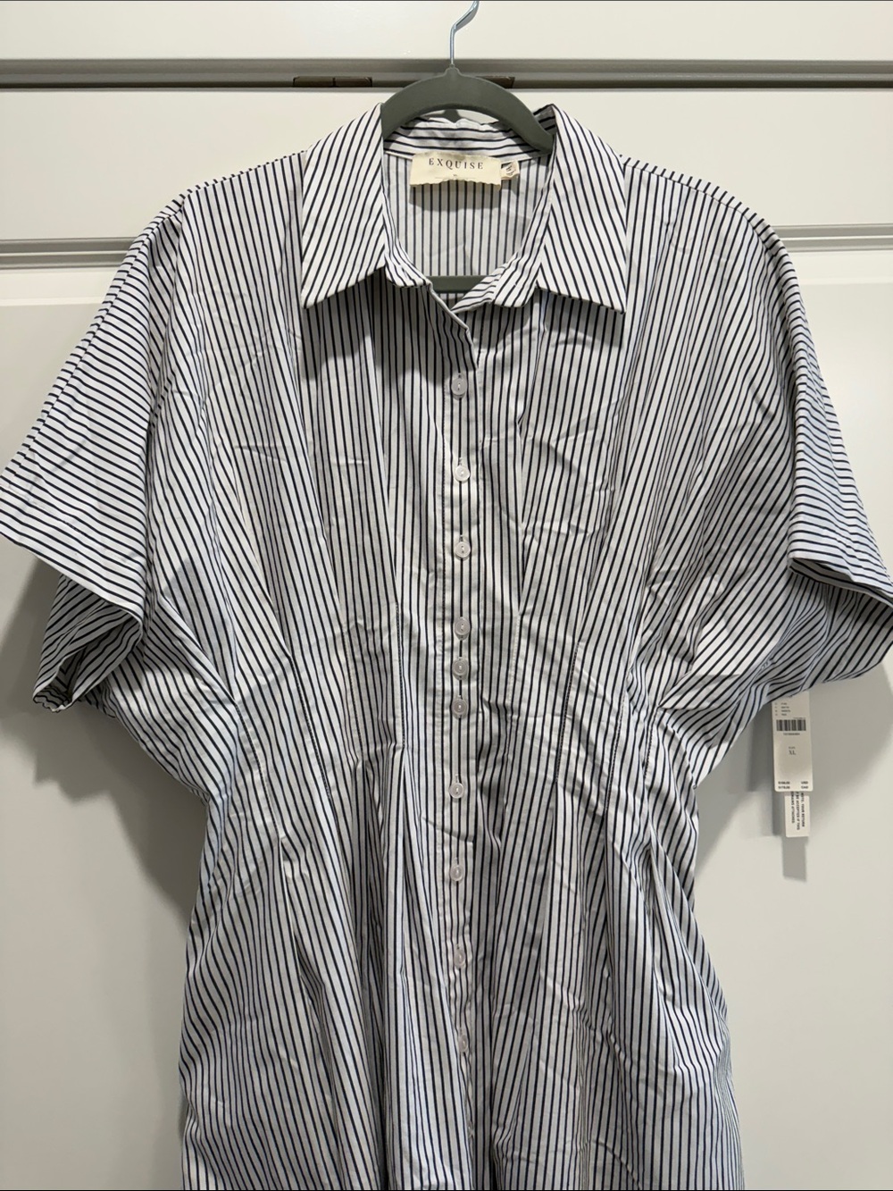 Anthropologie Blue and White Striped Maxi Shirt Dress - Picture 2 of 7